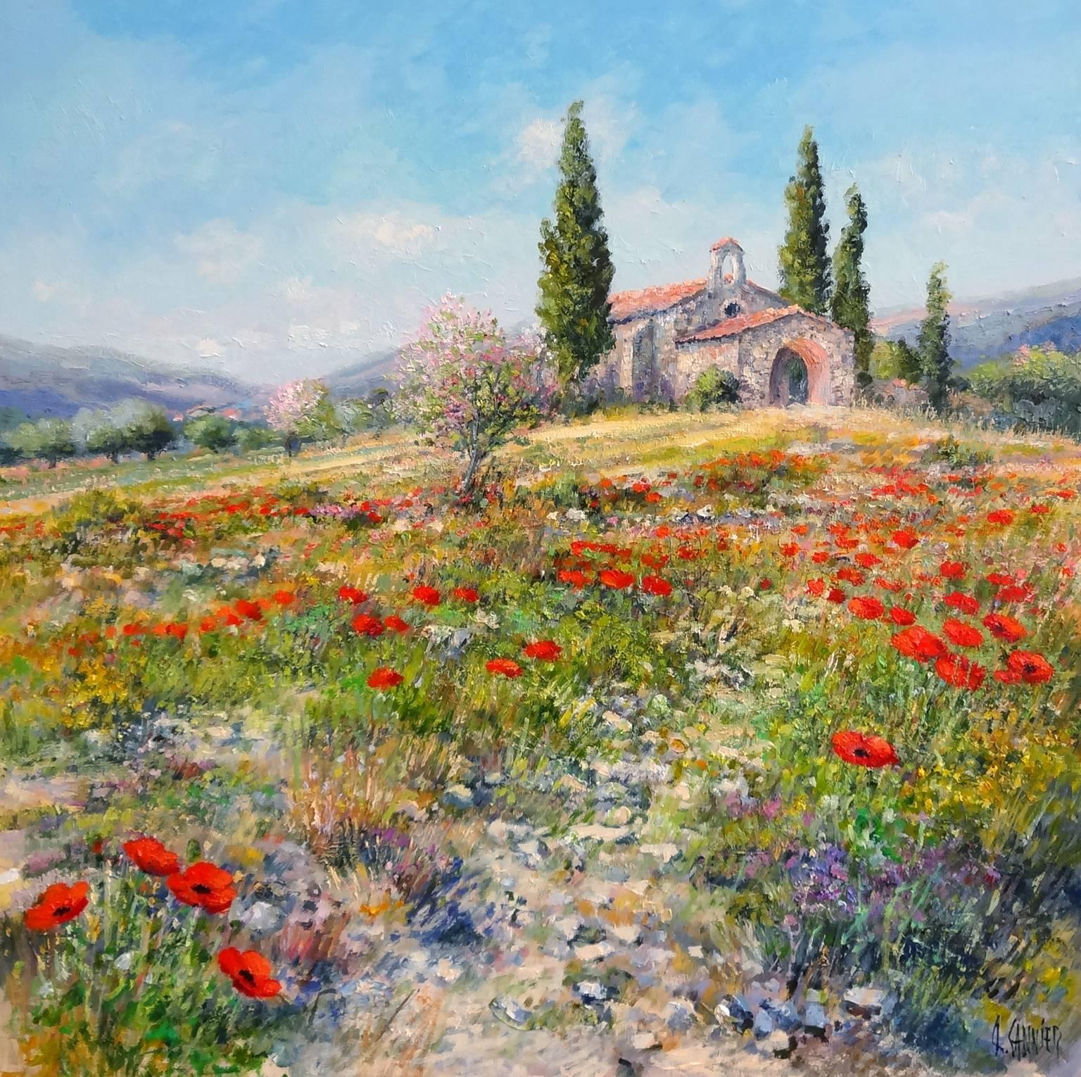 Daniel Sannier Landscape Painting - The Chapel of Saint Sixte (La Chapelle Sainte Sixte)