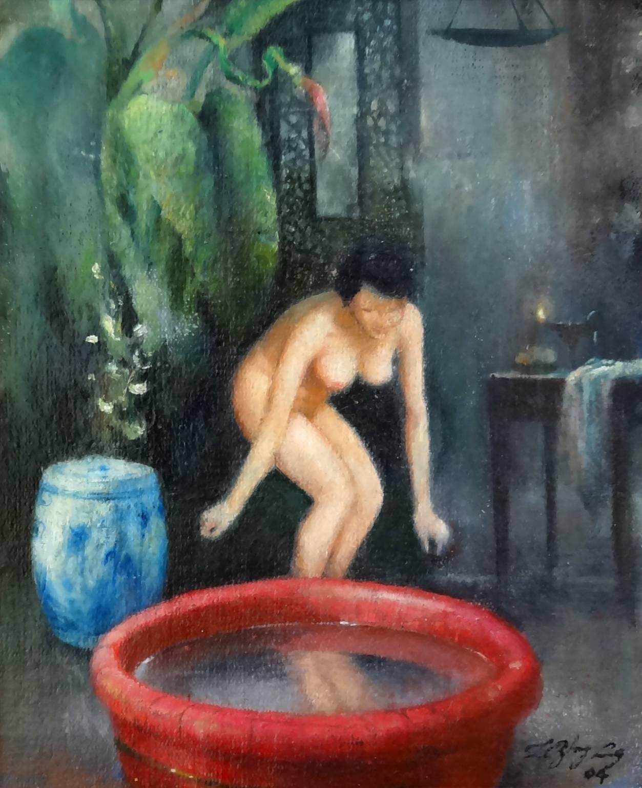 Li Zhong Liang Nude Painting - Morning Bath