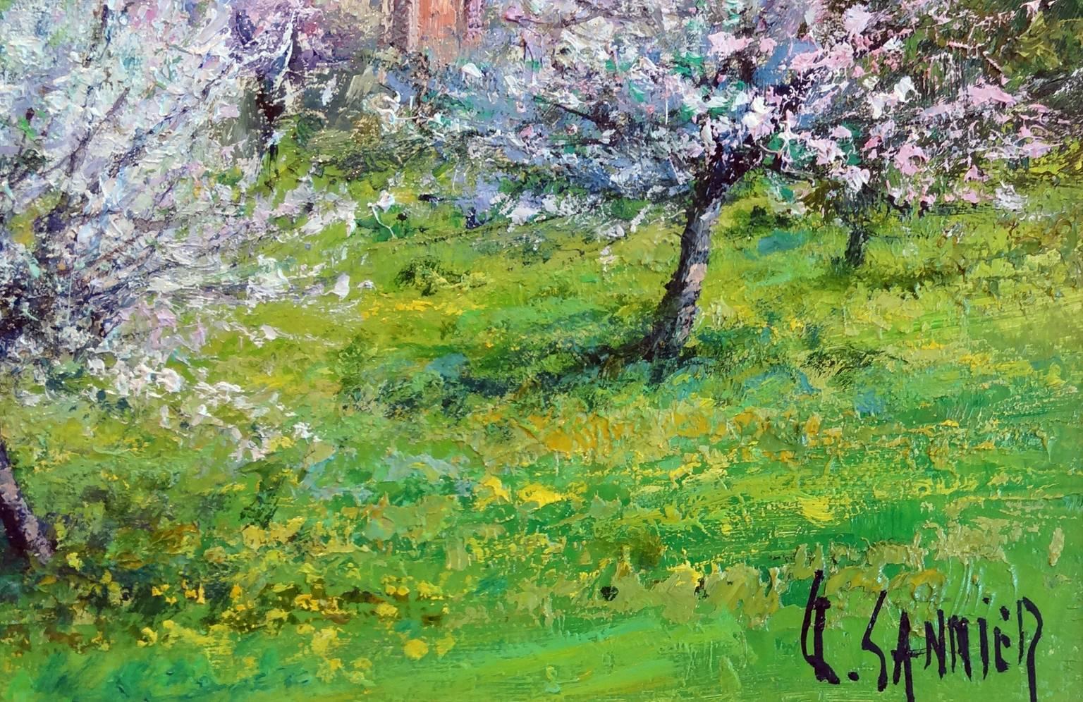 peinture pommier en fleurs