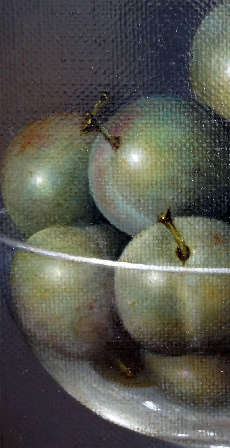 Reine Claude Pflaumen. Granatapfel und Quince (Reines claude, Granatapfel et Coing) (Realismus), Painting, von Jean-Yves Boissé