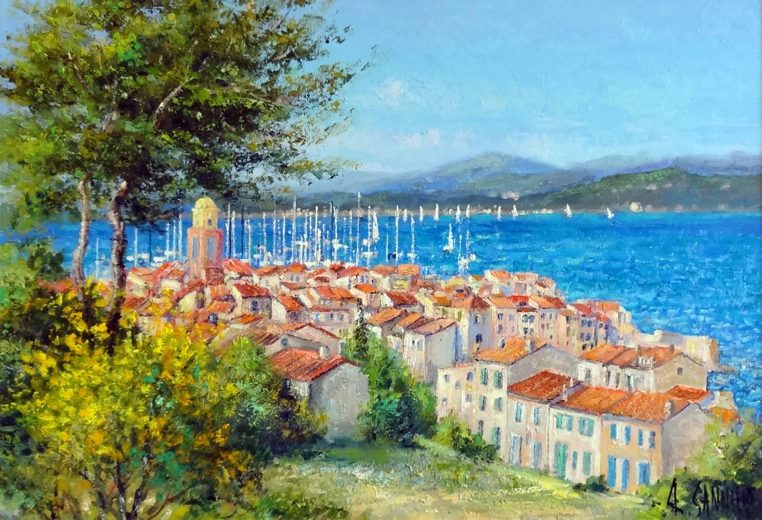 Daniel Sannier Landscape Painting - St. Tropez in Spring (St. Tropez au Printemps)