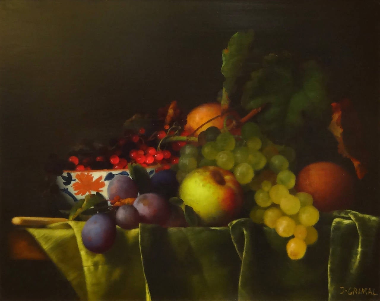 Jean Grimal Still-Life Painting - Bol Chinois Avec Fruits