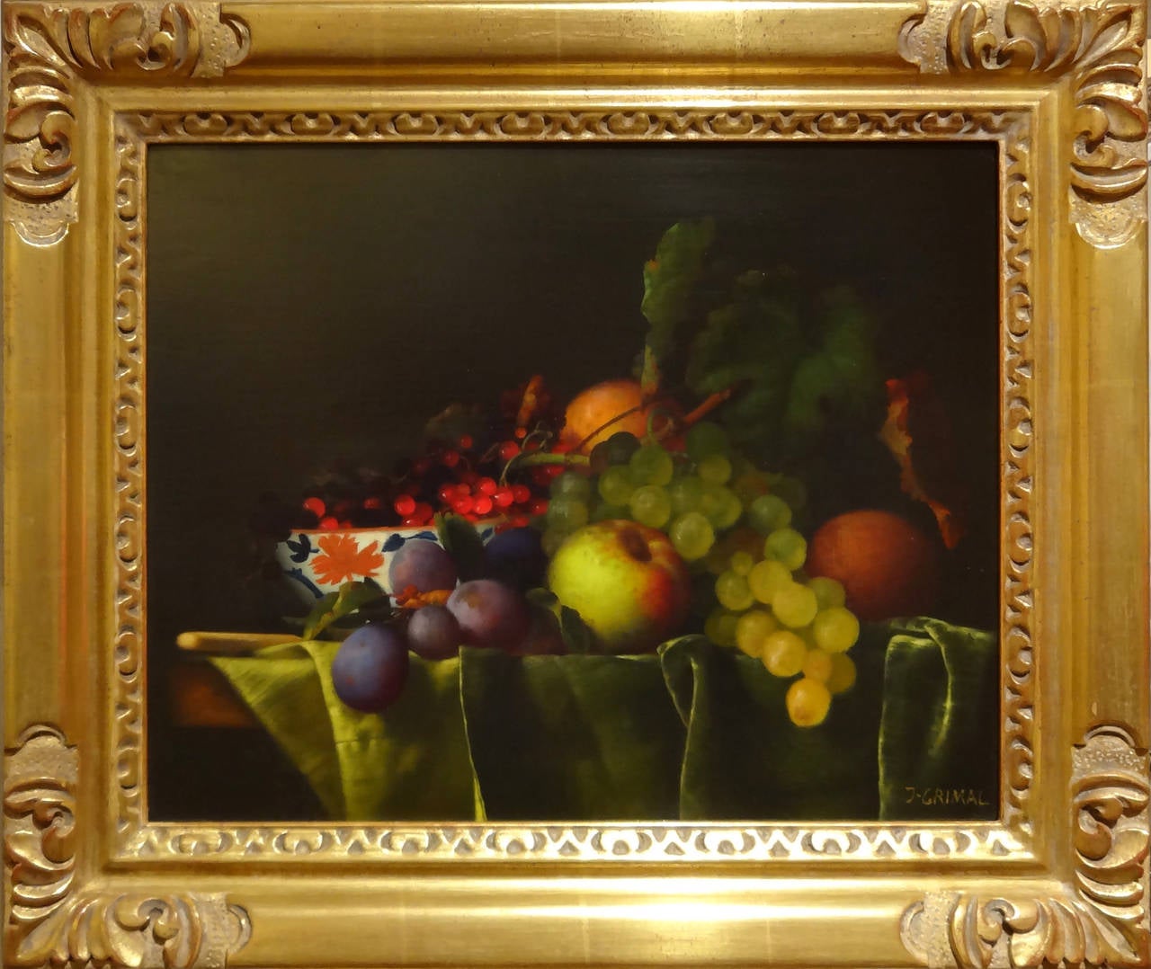 Bol Chinois Avec Fruits - Painting by Jean Grimal