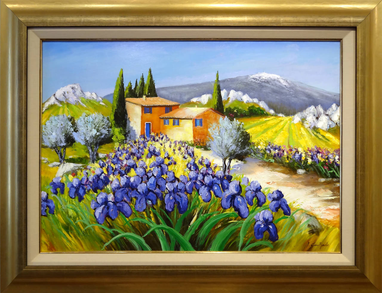 Iris au Ventoux - Painting by Alain Guirado