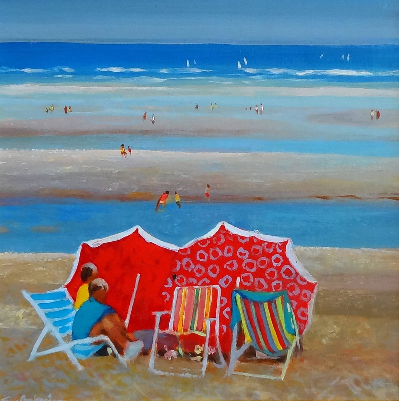 Georges Blouin Figurative Painting - Un dimanche en Normandie (Sunday in Normandy)