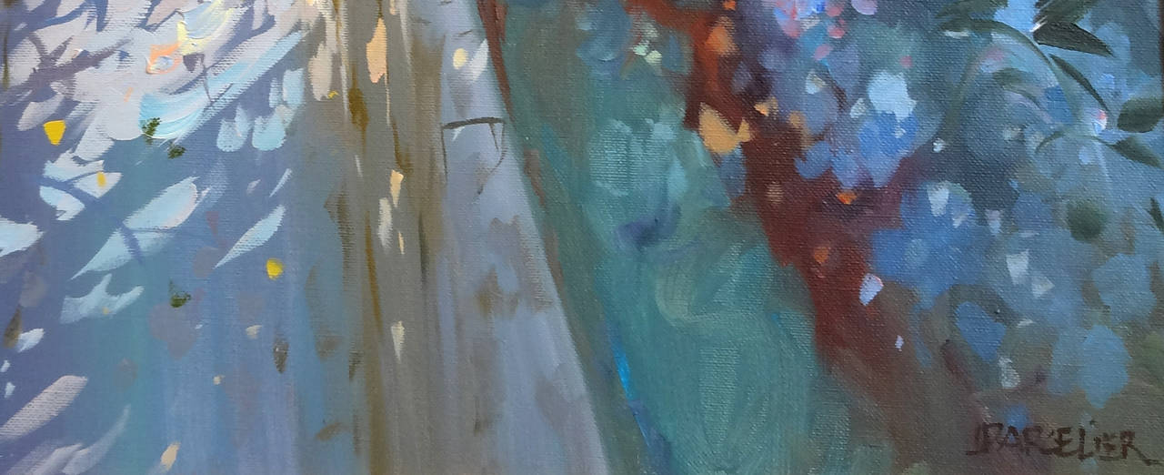 Sous les Arbres (Under the Trees) - Painting de Laurent Parcelier