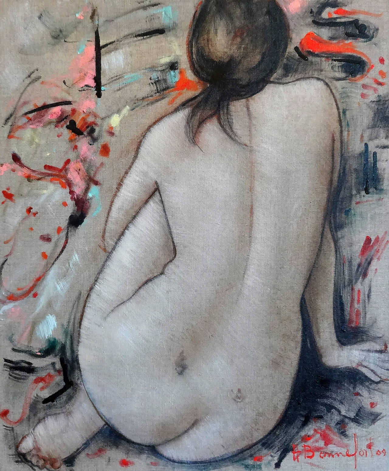 Alain Bonnefoit Nude Painting - Miki