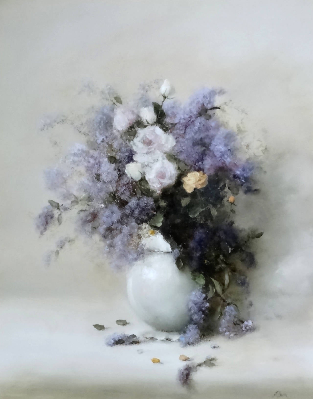 Judith Levin Still-Life Painting - Jug with Mixed Flowers
