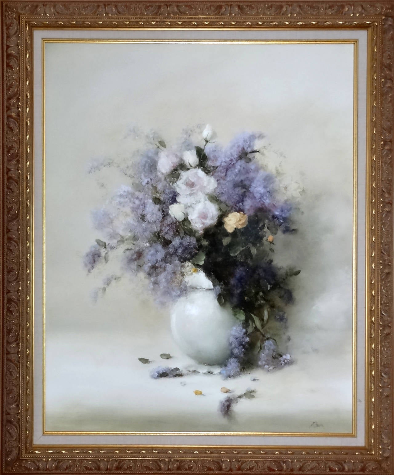 Jug with Mixed Flowers - Painting by Judith Levin
