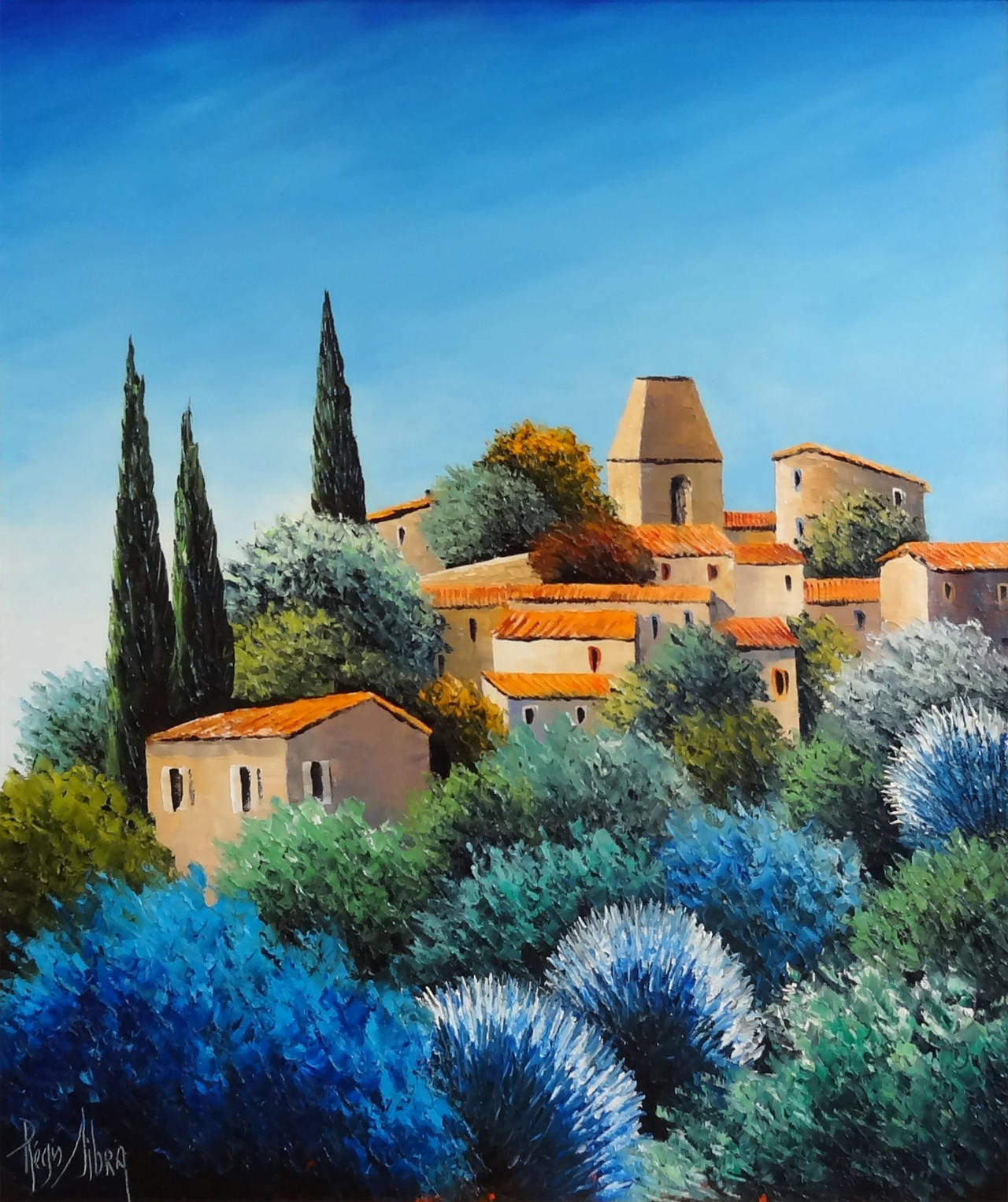 Regis Sibra Landscape Painting - Old Cannet (Le Vieux Cannet)