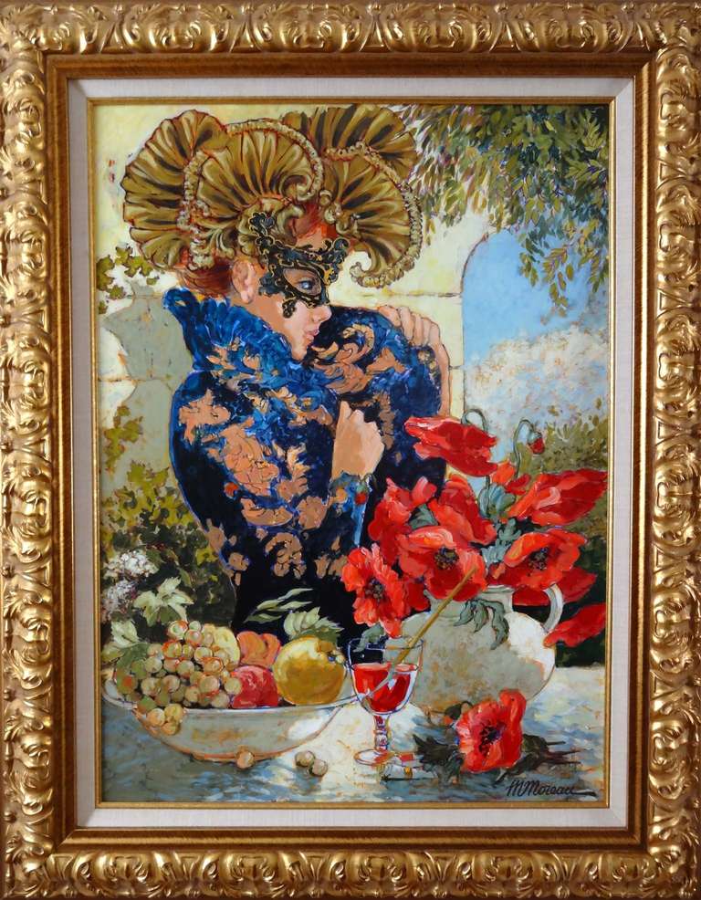 La Femme aux Coquelicots (The Woman with the Poppies) – Painting von Michel Moreau