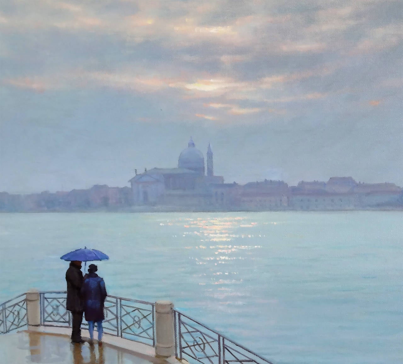 Raining in Venice - Painting by Yuri Bondarenko