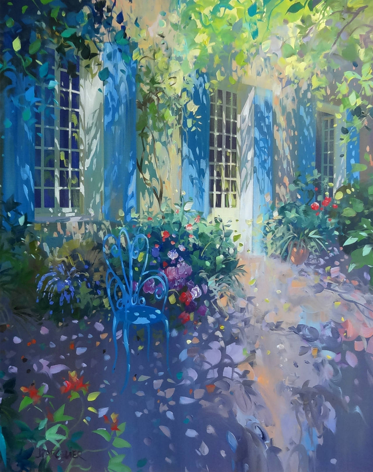 Laurent Parcelier Landscape Painting - Sunny Garden (Jardin Ensoleillé)