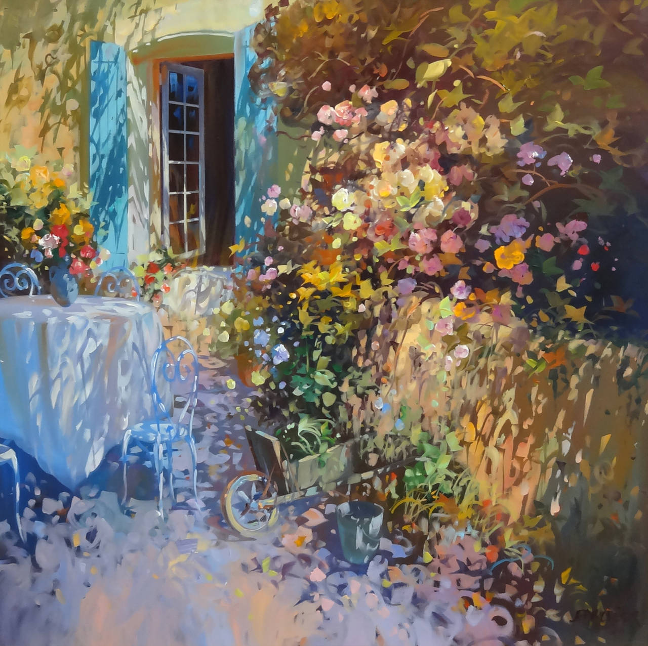 Laurent Parcelier Landscape Painting - The Table under the Window (La Table Sous la Fenêtre)