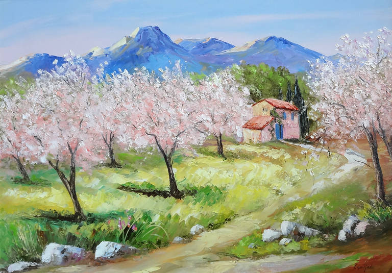 Alain Guirado Landscape Painting - Les Amandiers à Eygaliere