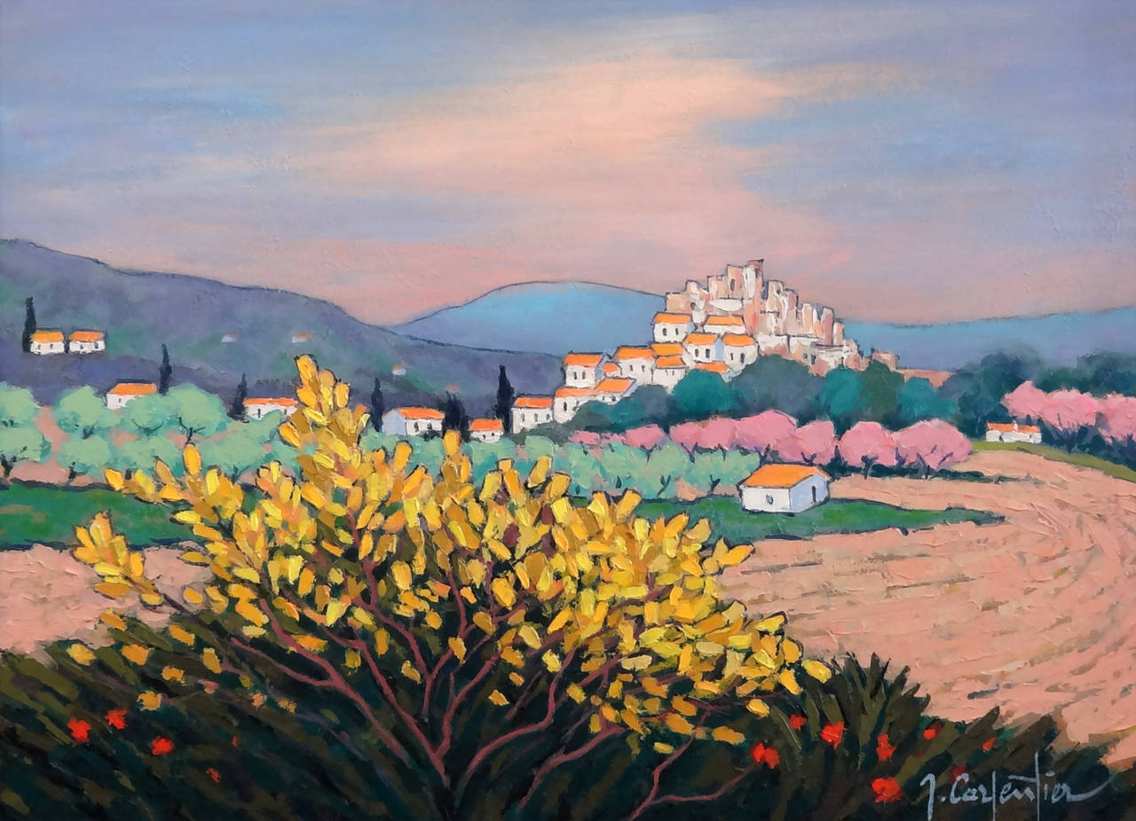 Jacques Carpentier Landscape Painting - Les Genets á Entrechaux