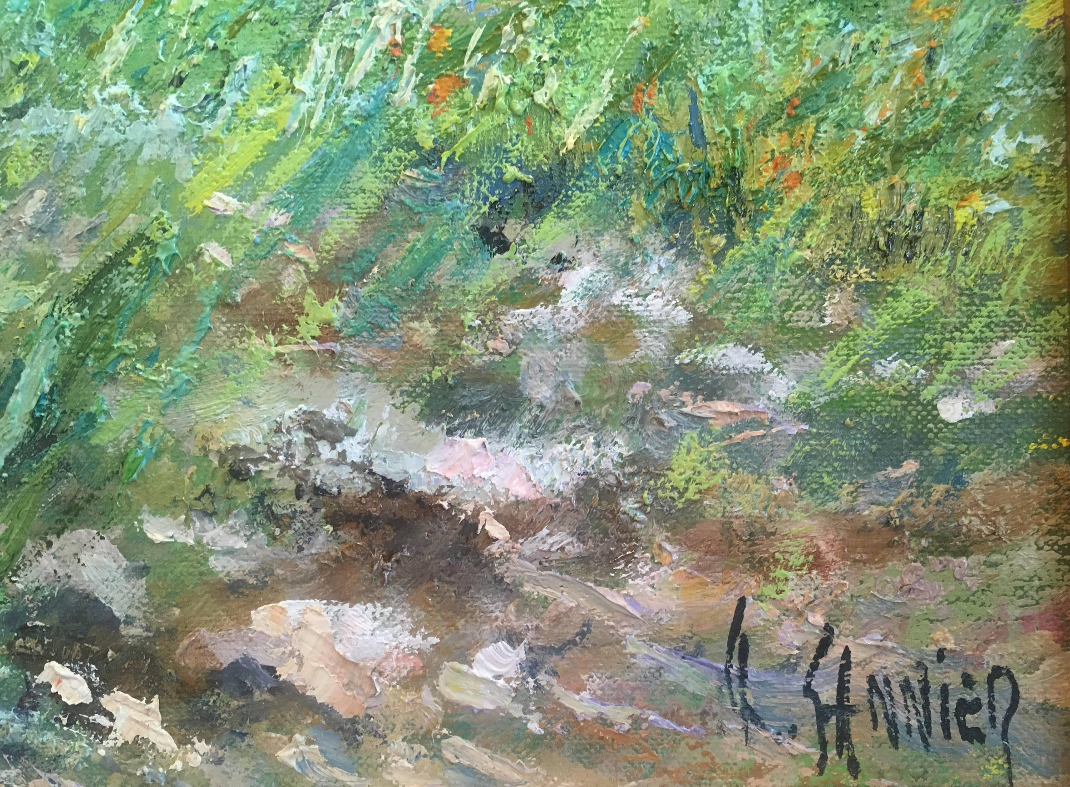 Mimosas dans le Tanneron (Provence) - Impressionist Painting by Daniel Sannier
