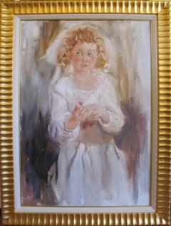 Little Girl with Pink Rose