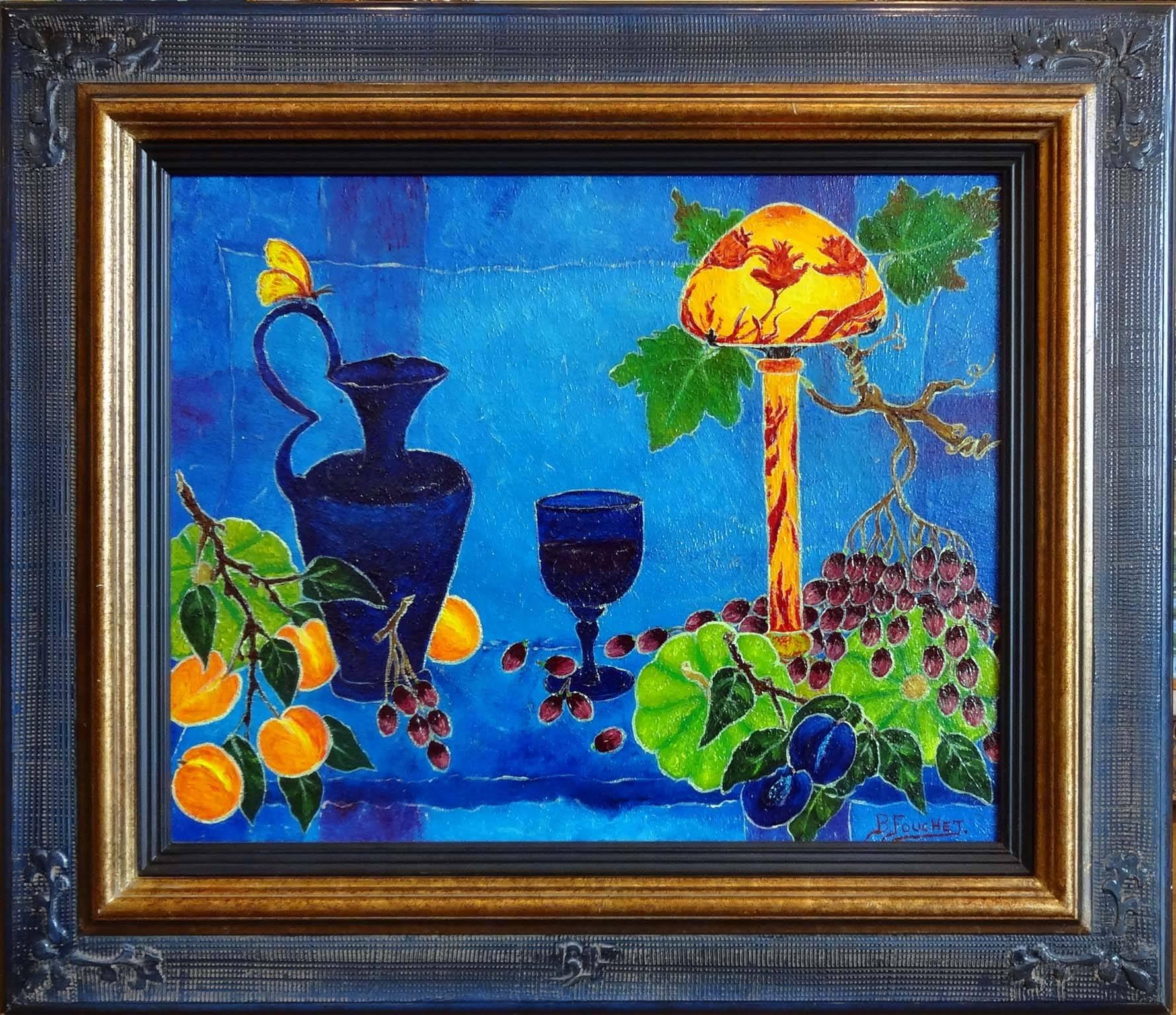 Under the Lamp (Sous la Lampe) - Painting by Bernard Fouchet