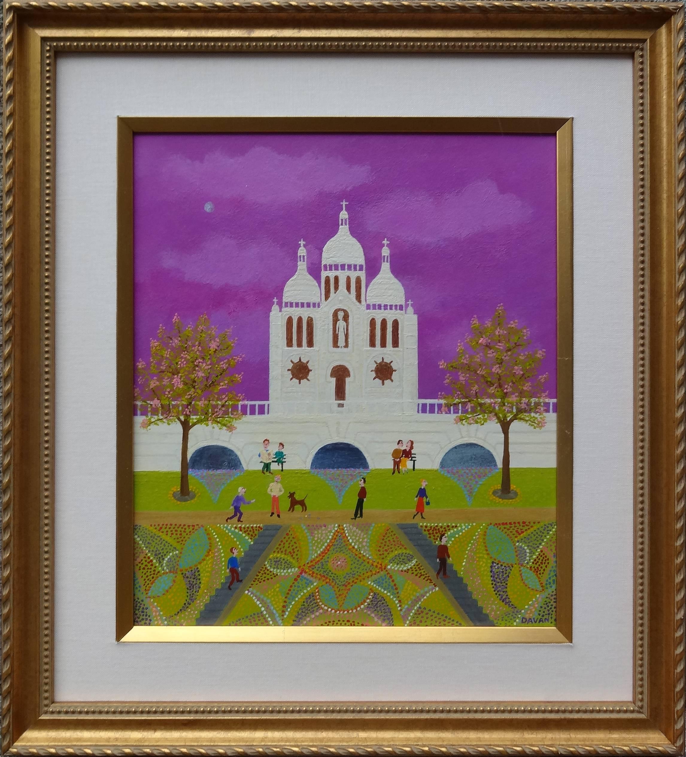 Pétanque players at Sacré-Coeur - Painting by Yohanna Wanda Davan