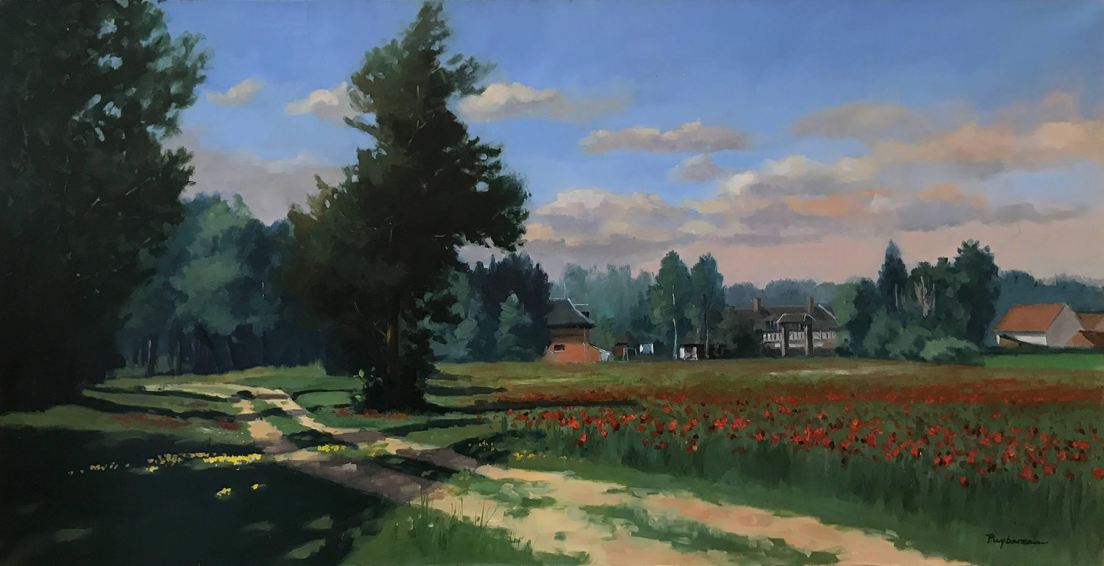 Annie Puybareau Landscape Painting - Les coquelicots  (Poppies)