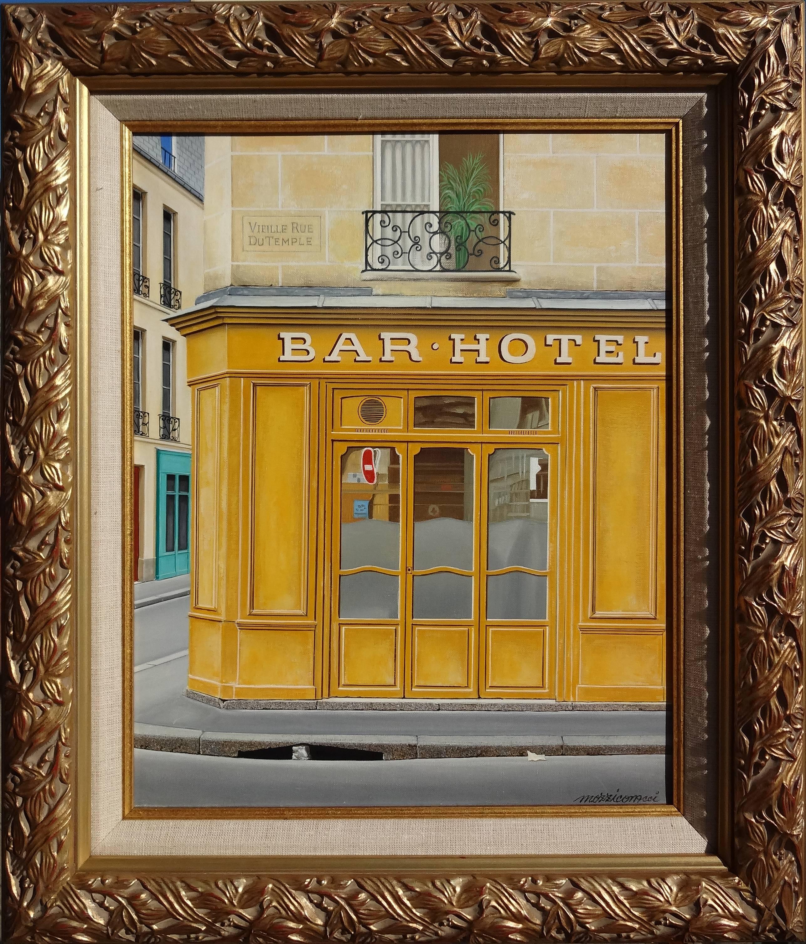 Bar – Hotel – Painting von Angelo Mozziconacci