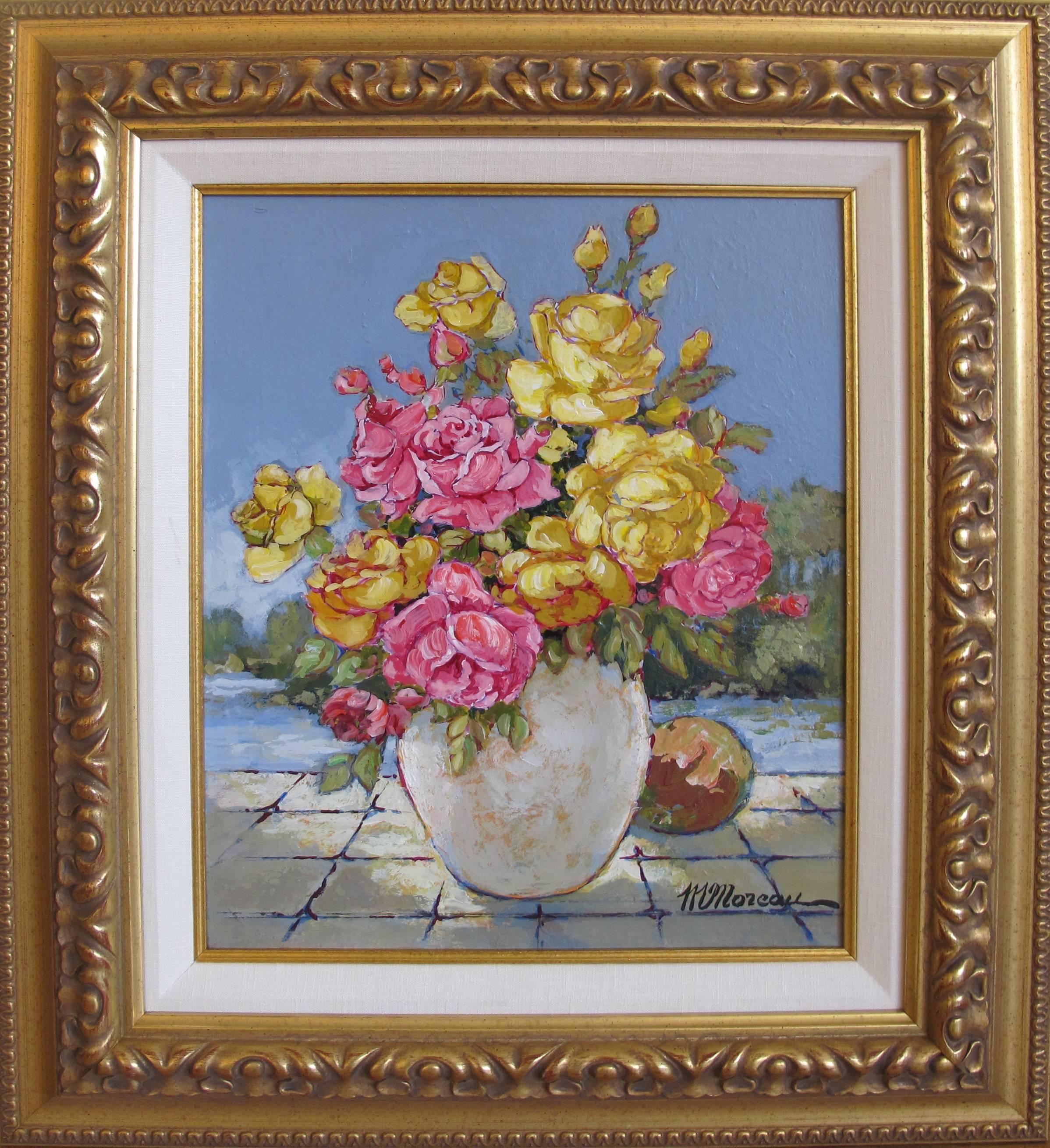 Rose du Jardin - Painting by Michel Moreau
