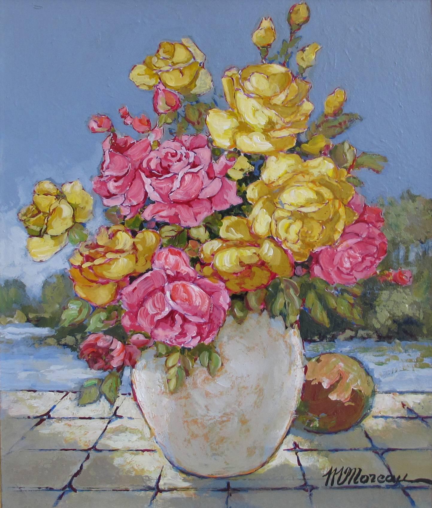 Michel Moreau Still-Life Painting - Rose du Jardin