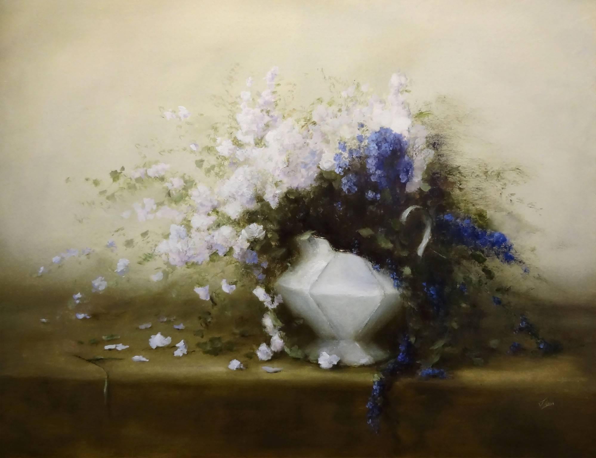 Judith Levin Still-Life Painting - Blue and White