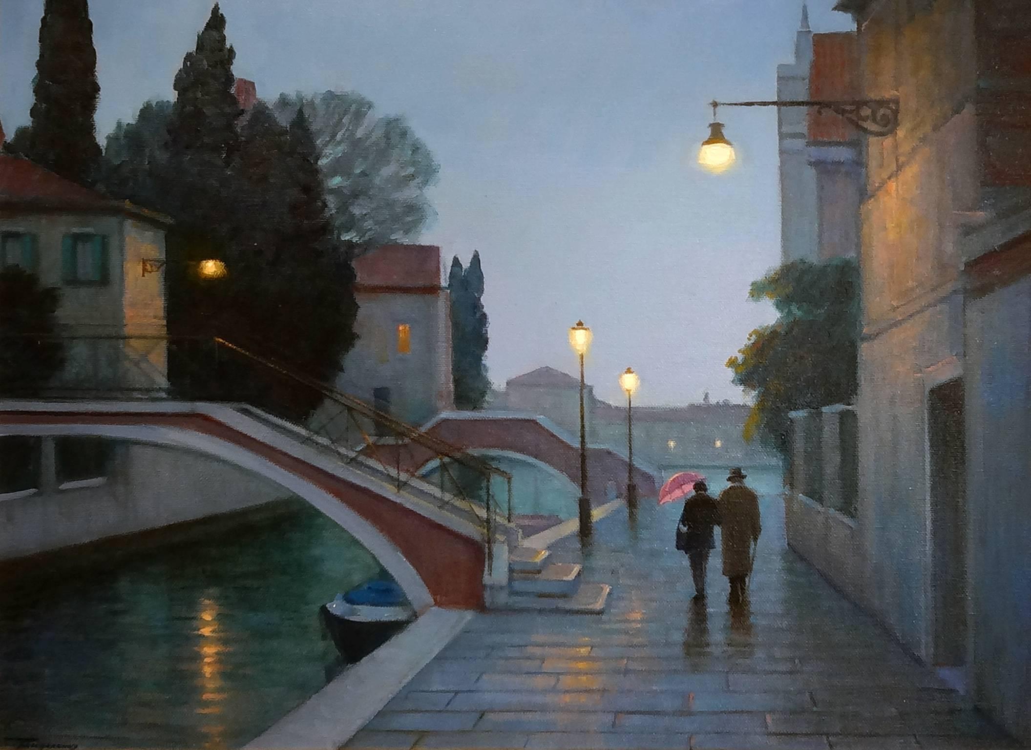 Yuri Bondarenko Figurative Painting - Evening on Judecca Island, Venice