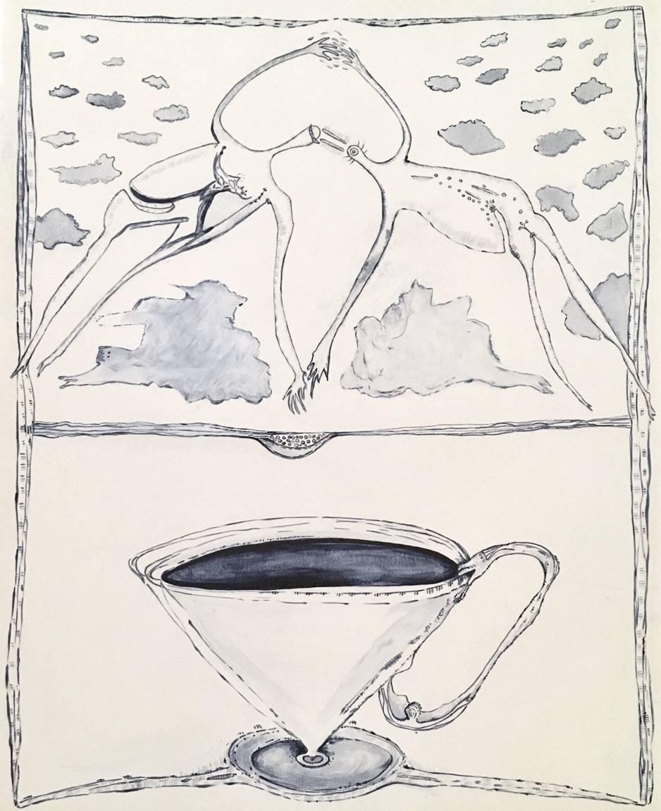 Over Coffee - Painting by Deyana Mielke