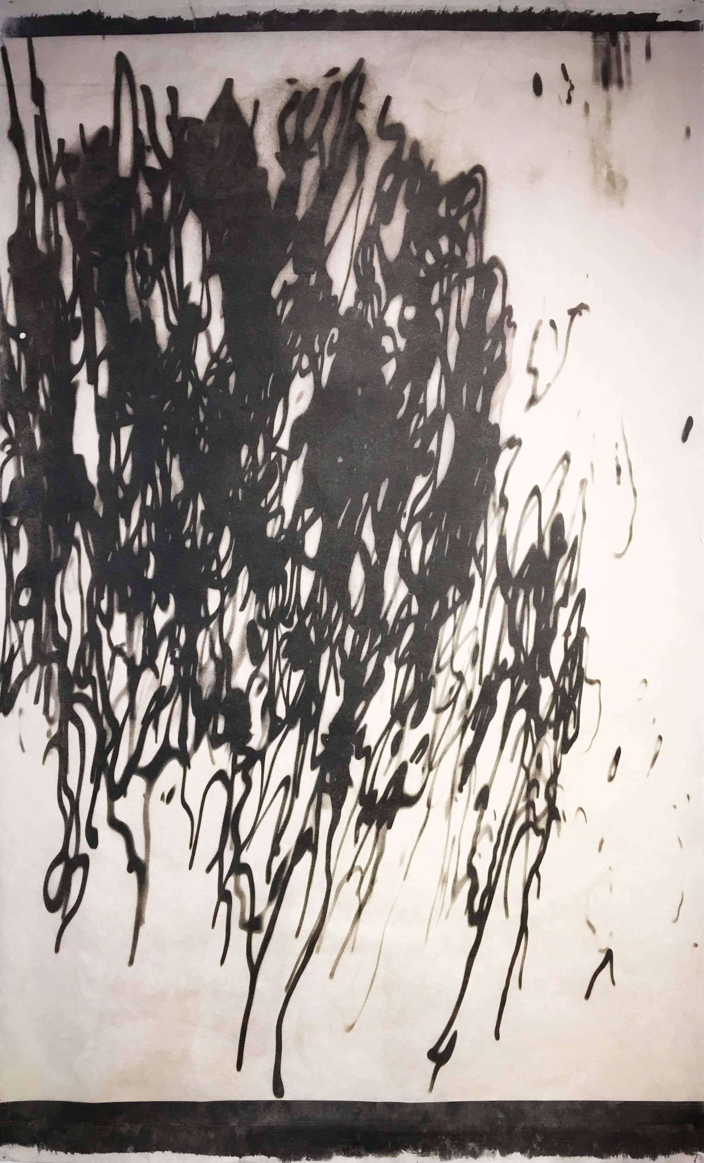 Bruna Stude Abstract Photograph - Squid Ink on Kozo No. 1