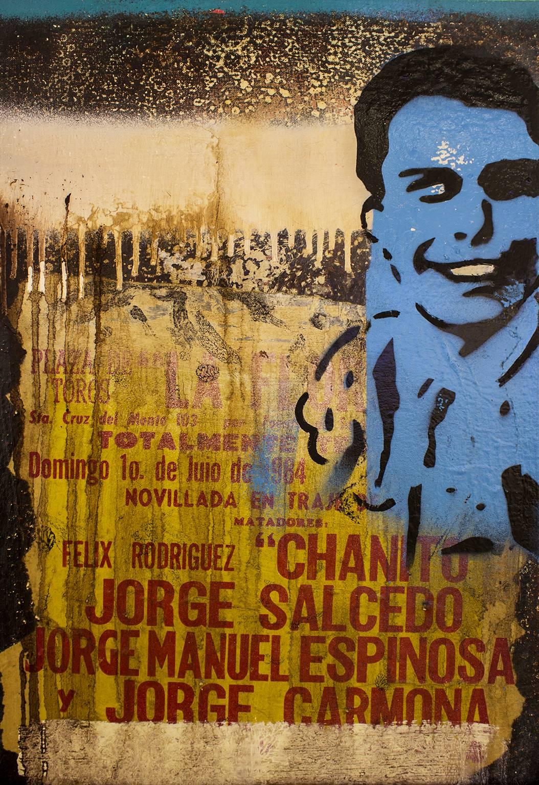 Demián Flores Figurative Painting -  Torero XXIII, Contemporary Art, Oil Collage on Linen, México