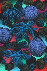 Painting on Paper "Blue Flowers"