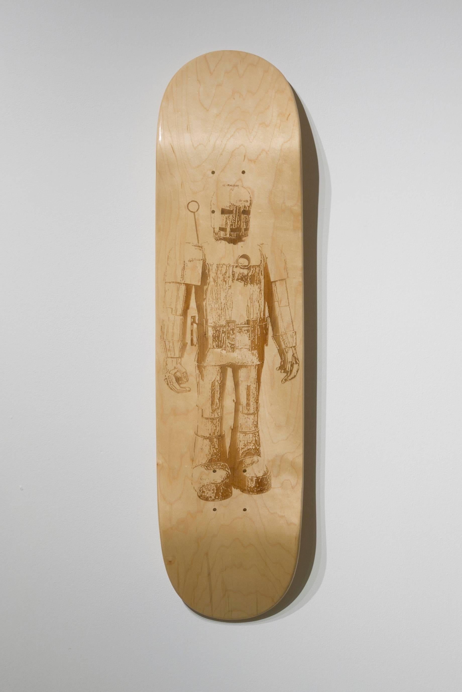 Brandon Vickerd Figurative Sculpture - Iron Man from the series Skateboard Deck, 