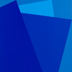 Blues Again, Abstract Acrylic on Wood Panel, Unframed 25 x 25