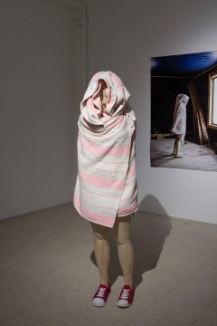 Une Silhouette Emballée (Rosalie) Contemporary Wood and Textile Art