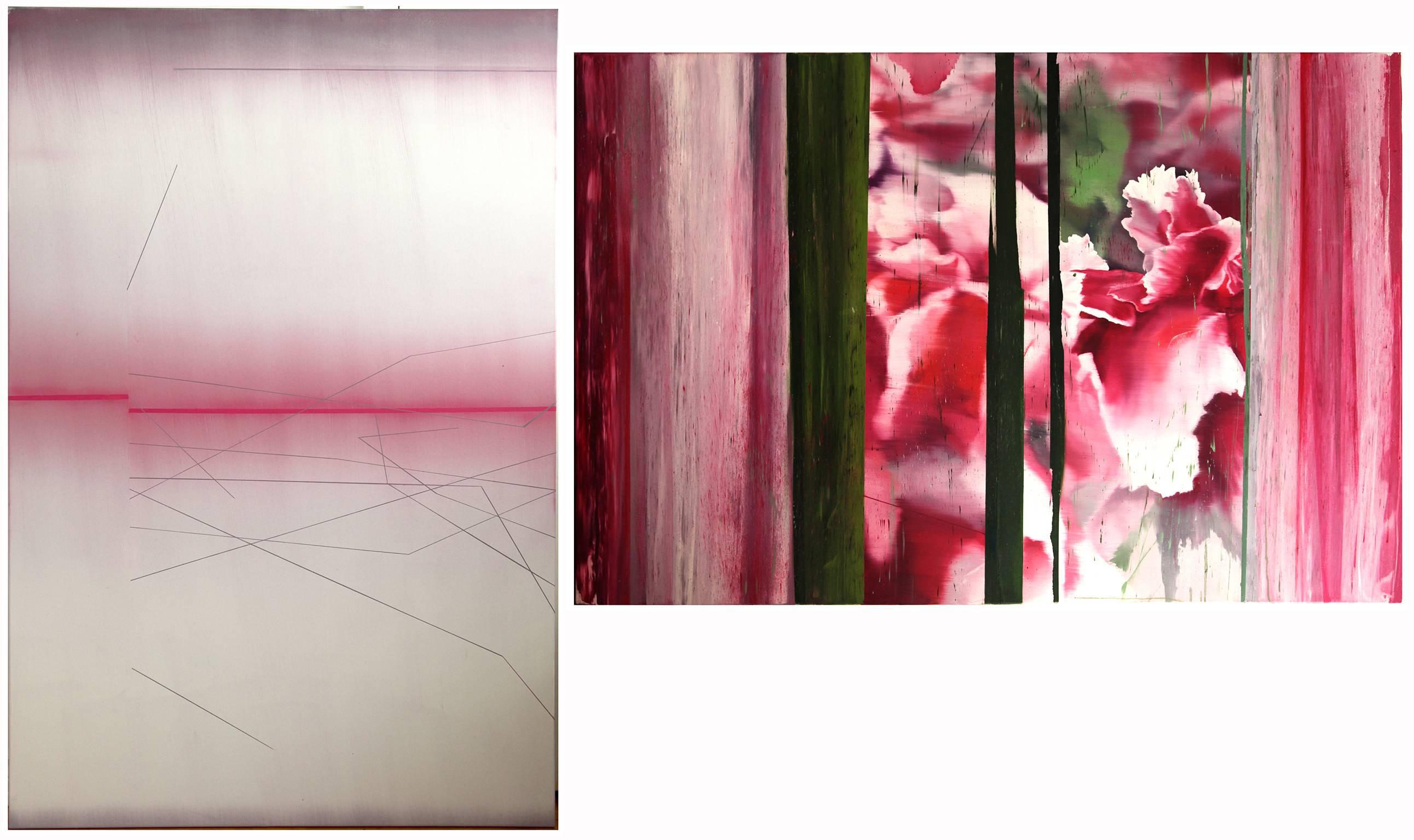 Hédy Gobaa Abstract Painting - Œillet 04 (diptych)