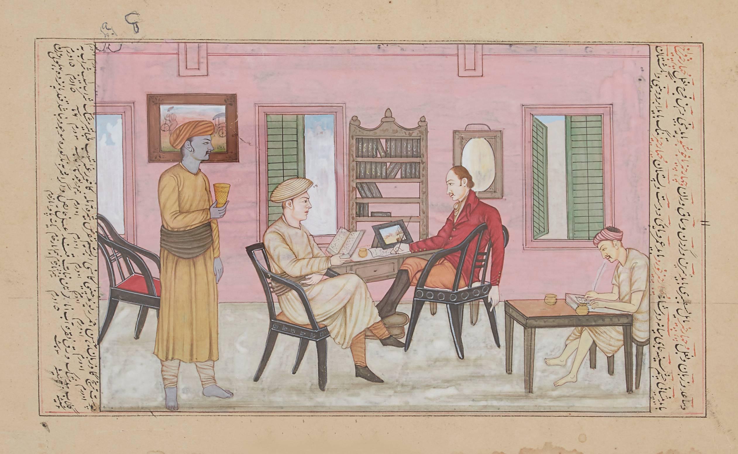 Unknown Interior Art - Mughal Drawing of an English Artist in his Studio
