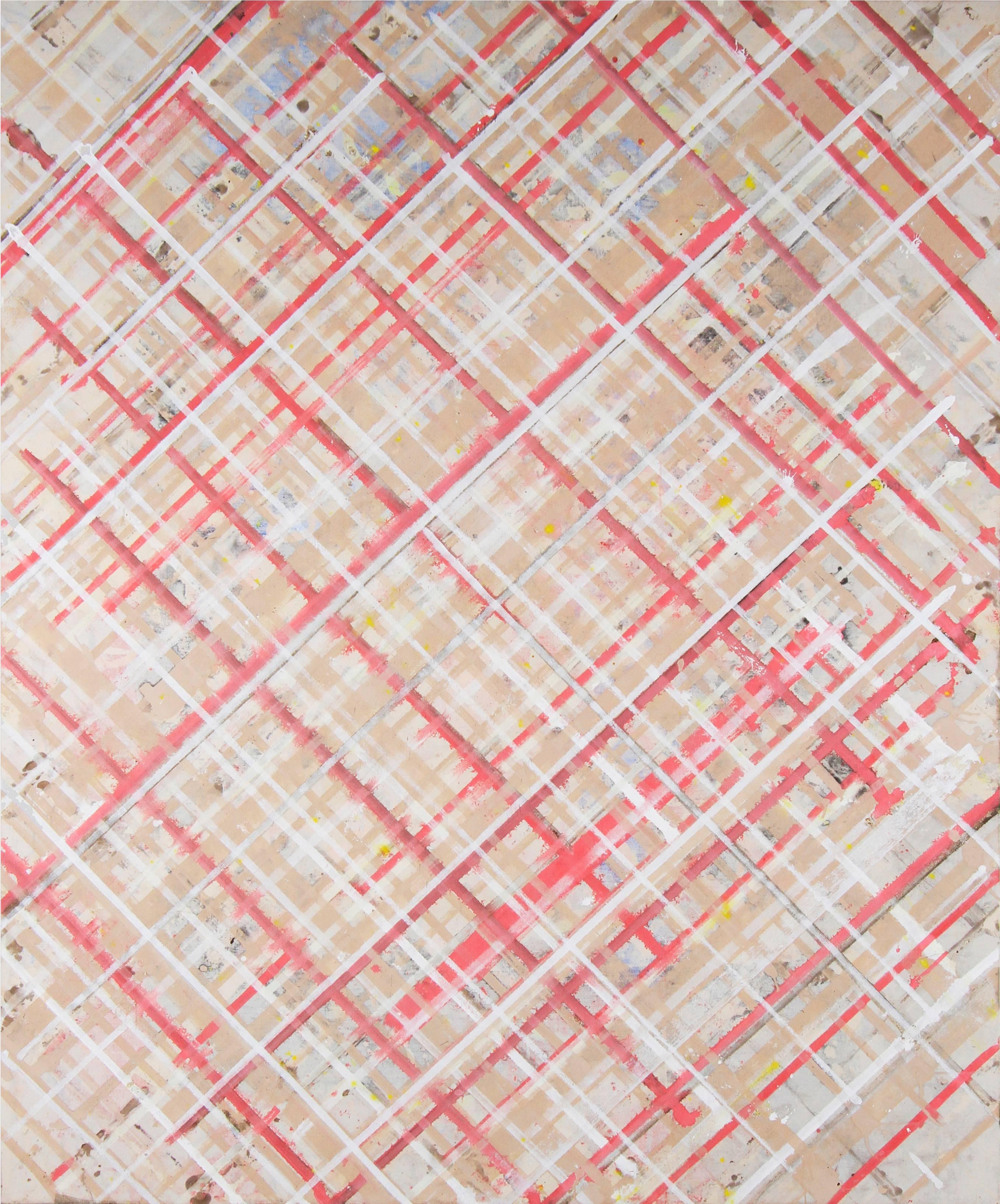 Ed Moses Abstract Painting - Pink Grid #1