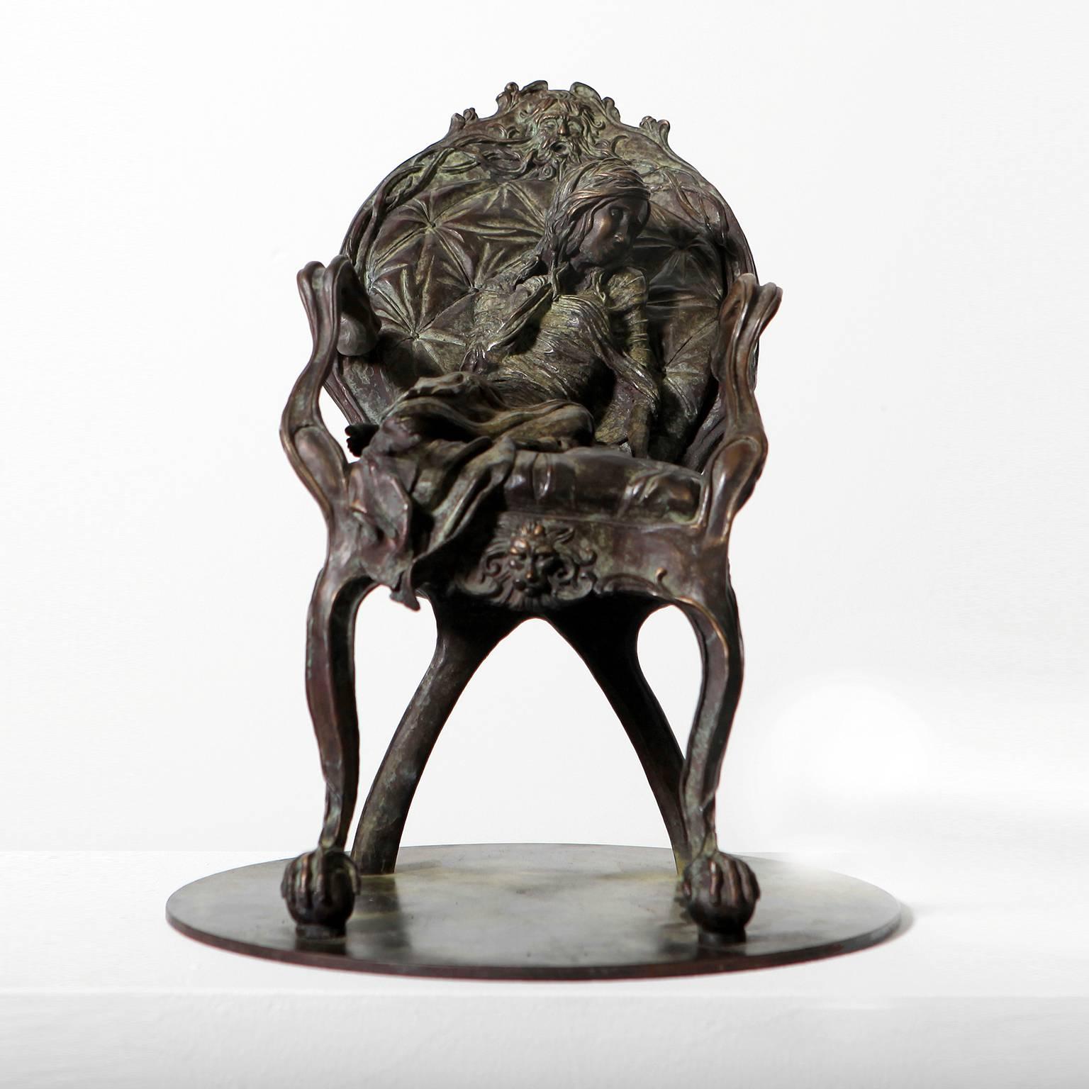 The Chair - Gold Figurative Sculpture by Hobbes Vincent