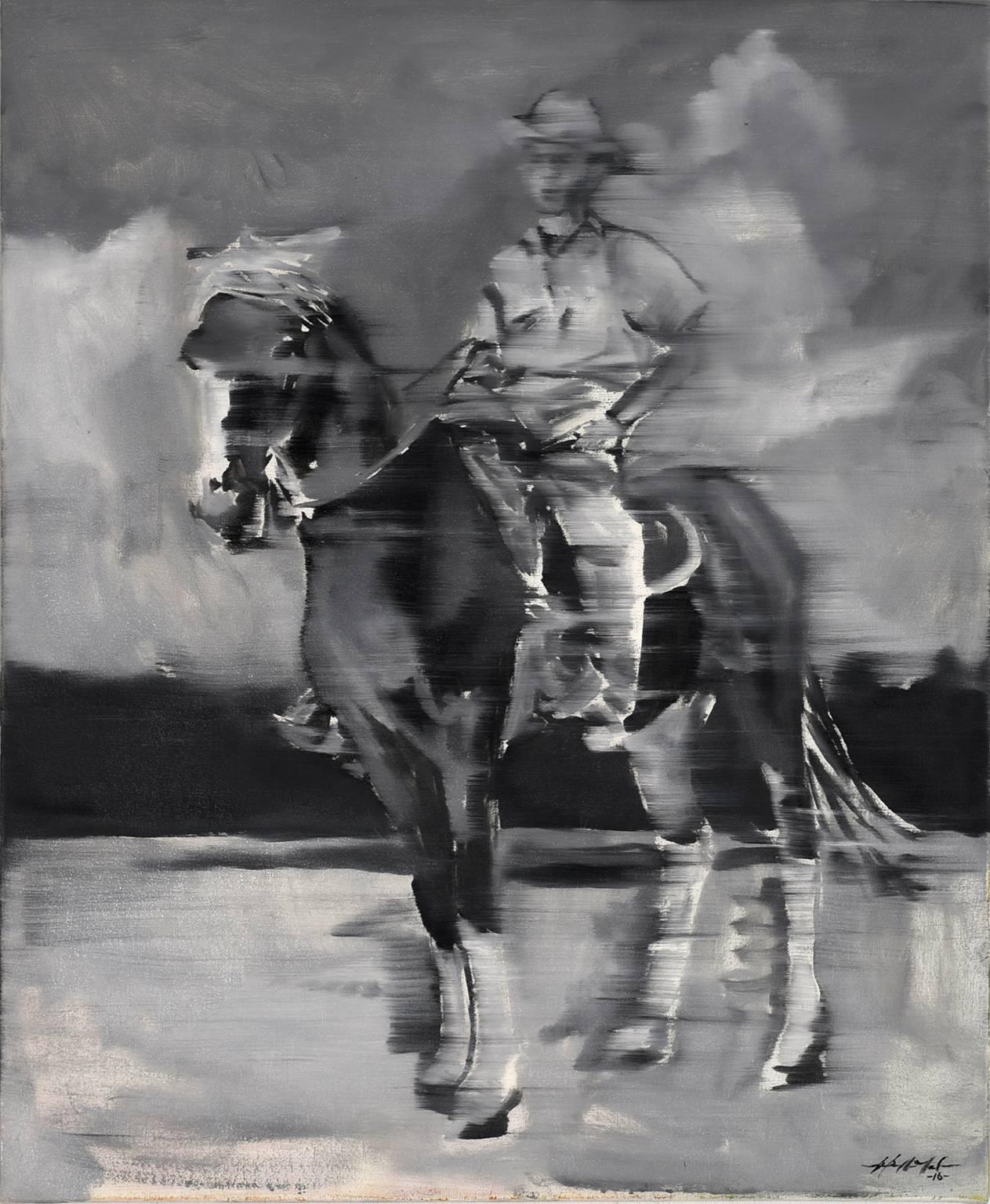 Haylee Ryan Figurative Painting - Drive-by Memories: Cowboy