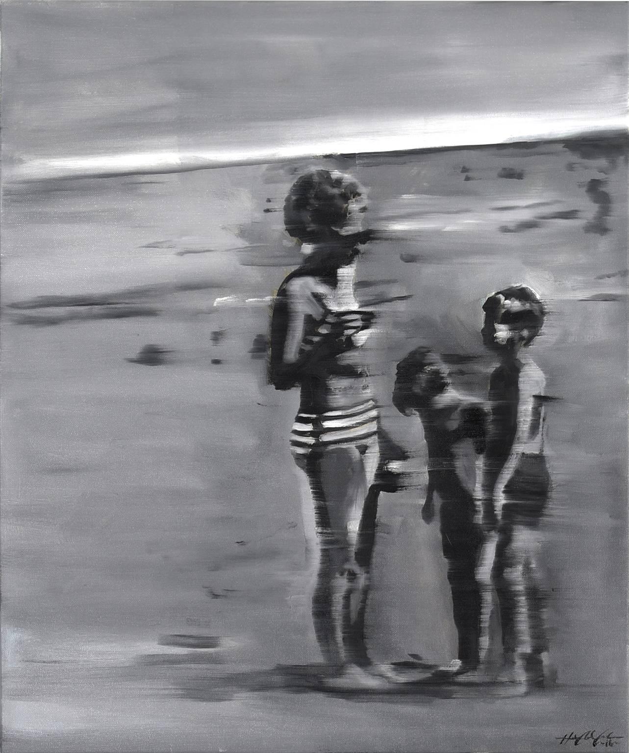 Haylee Ryan Figurative Painting - Drive - By Memories: Grandma at the Beach with the Kids