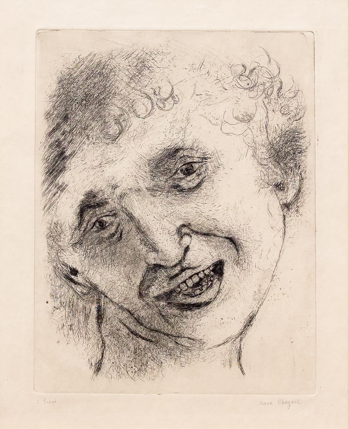 Self Portrait with a Laughing Expression - Print by Marc Chagall