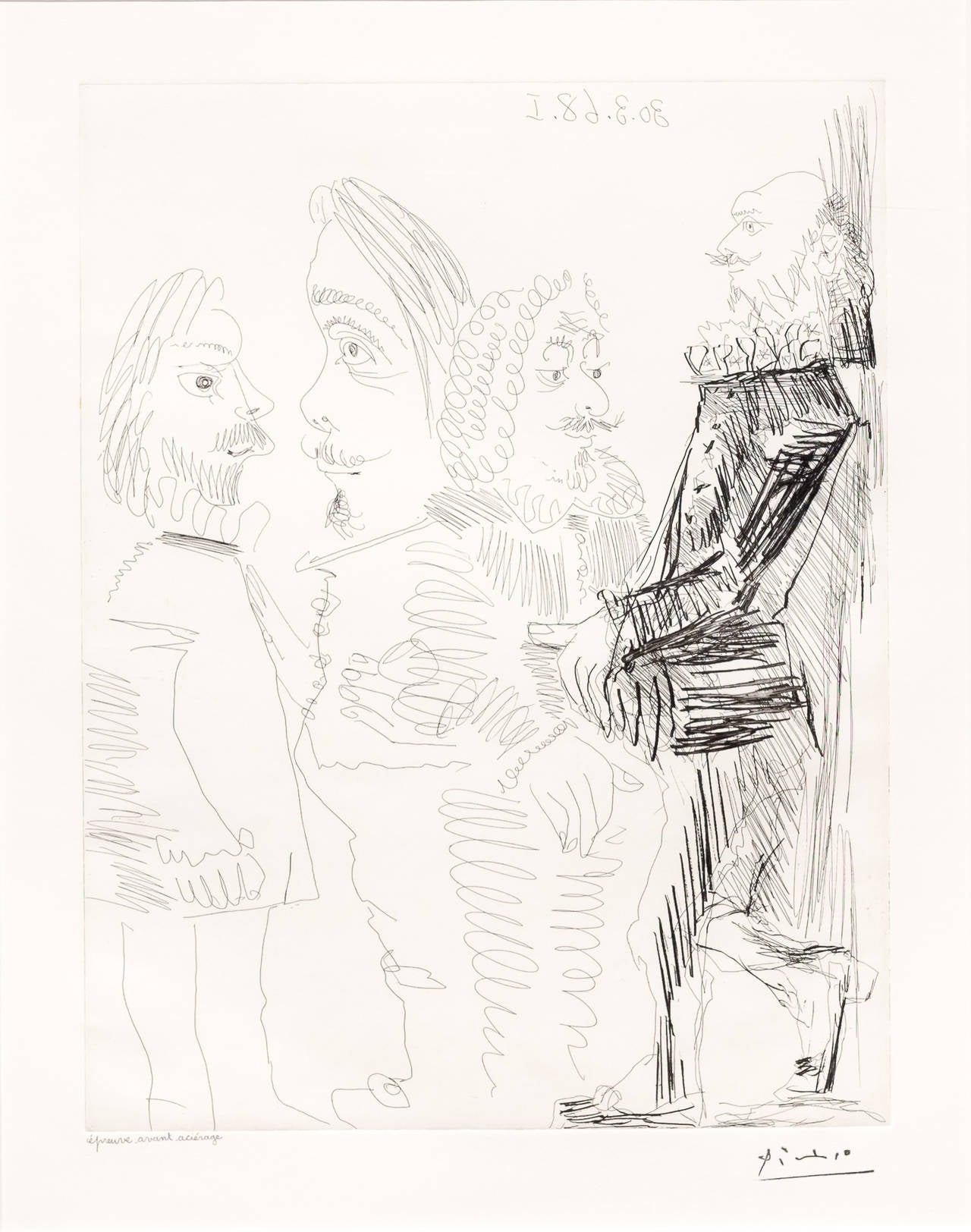 Quatre Hommes en Costume Rembranesque - Print by Pablo Picasso