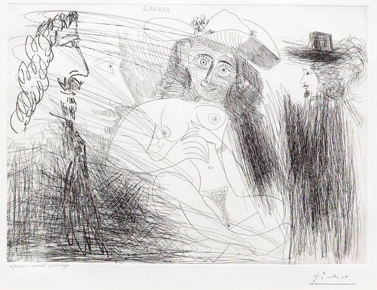 Peintre, Modele au Chapeau de Paille, et Gentilhomme - Print by Pablo Picasso