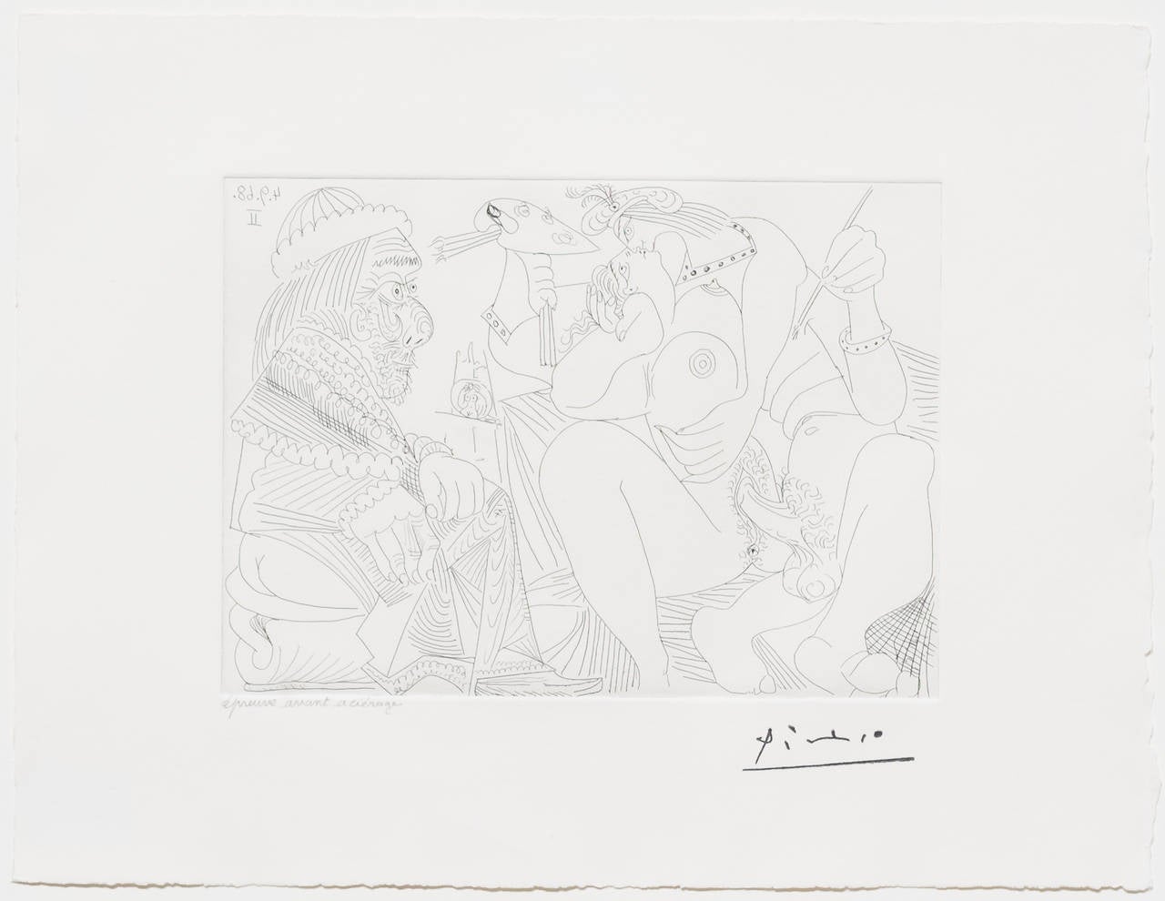 Raphael et la Fornarina XVI: Le Pape est Toujours sur son Pot Songeur - Print by Pablo Picasso