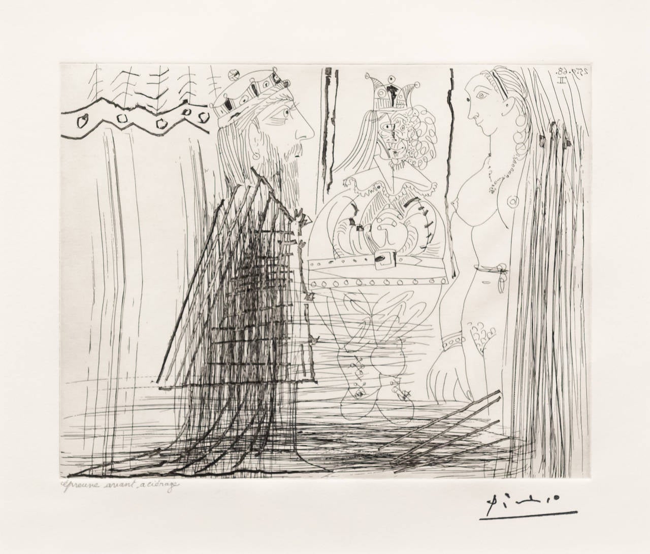Scene Biblique (David et Bethsabee) avec Bouffon au Chapeau a Deux Cornes - Print by Pablo Picasso