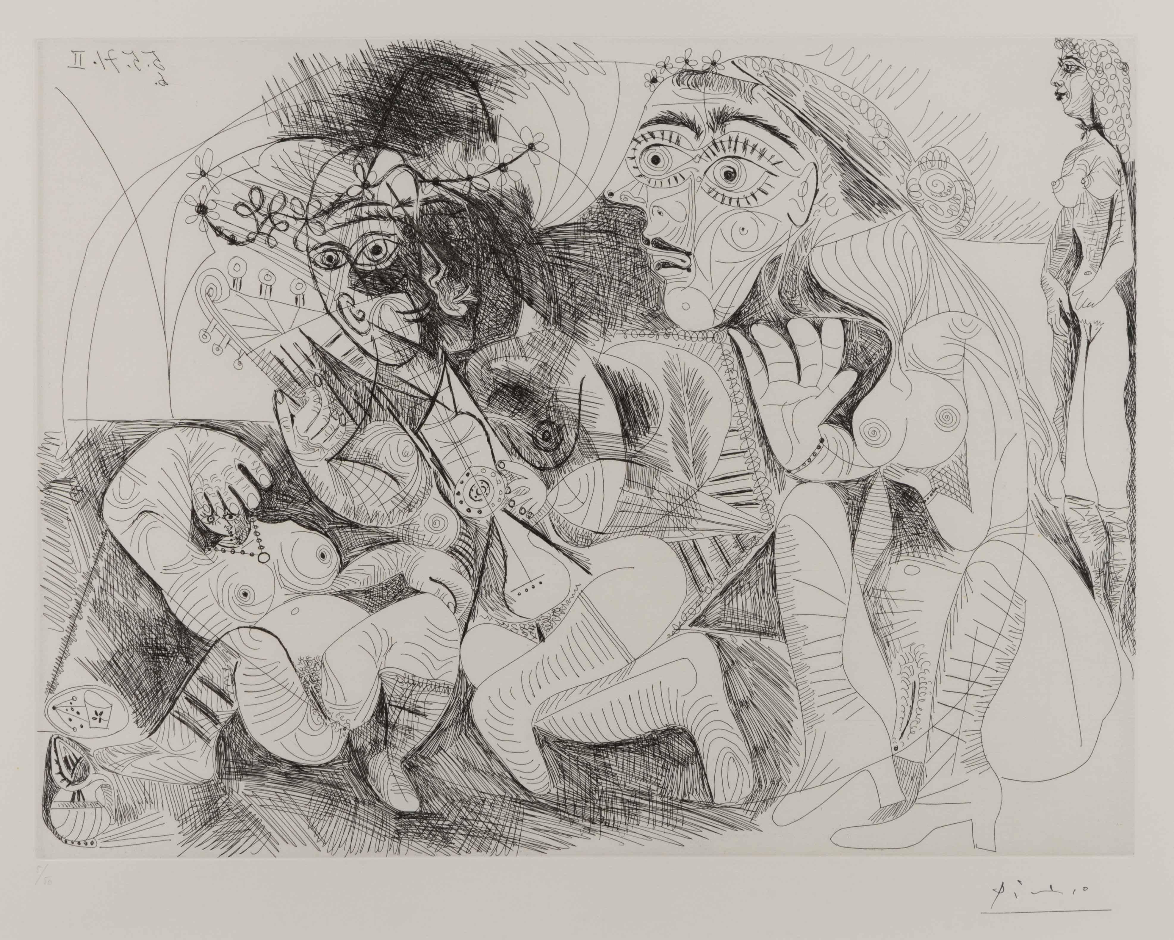 Pablo Picasso Abstract Print - Filles Entre Elles- La Recreation en Masque, from the Series 156
