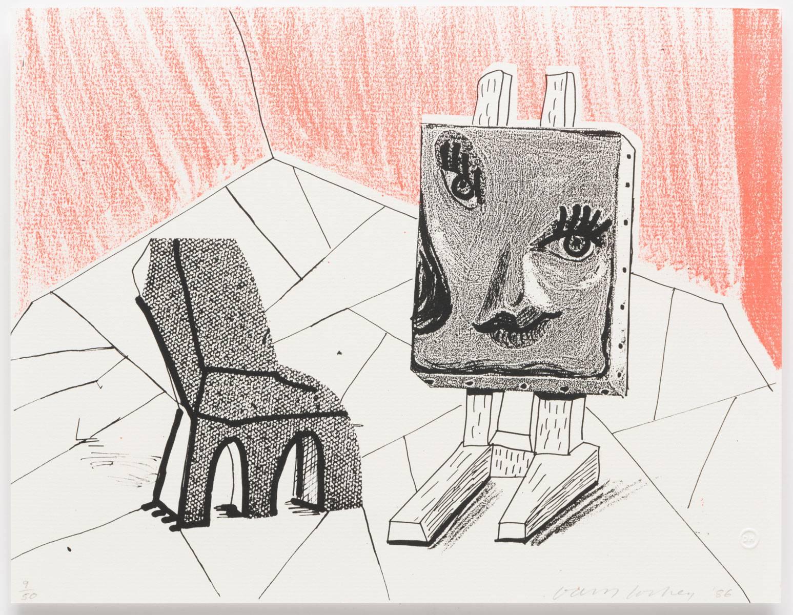 David Hockney Abstract Print - Celia with Chair